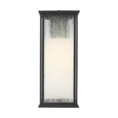 Generation Lighting Audley Extra Large 3-Light LED Lantern - Distressed Seeded Glass in Textured Black