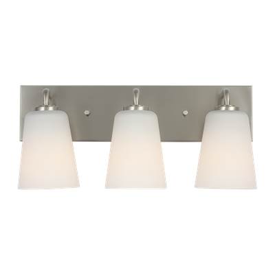 Generation Lighting Miles Large Bath Sconce - Etched Glass / White Inside in Brushed Nickel