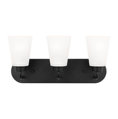 Generation Lighting Kerrville Three-Light Vanity Light in Midnight Black
