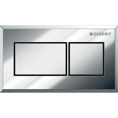 Geberit Actuator for Remote Flush Actuation - Square Design - Pneumatic in Chrome-plated Housing, Matt Chrome-plated Buttons