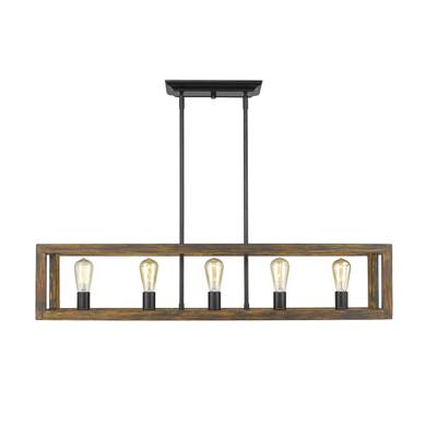 Golden Lighting Sutton 5-Light Island Pendant in Matte Black