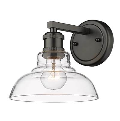 Golden Lighting Carver 1-Light Vanity - Clear Glass in Matte Black