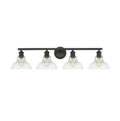 Golden Lighting Carver Four-Light Vanity - Clear Glass in Matte Black