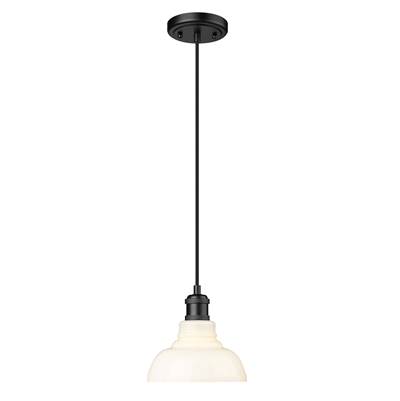 Golden Lighting Carver Pendant - 1-Light - Vintage Milk Glass in Matte Black