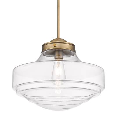 Golden Lighting Ingalls 1-Light 16" Pendant in Modern Brass and Clear Glass