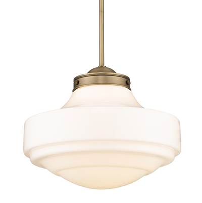 Golden Lighting Ingalls 1-Light 16" Pendant in Modern Brass and Vintage Milk Glass