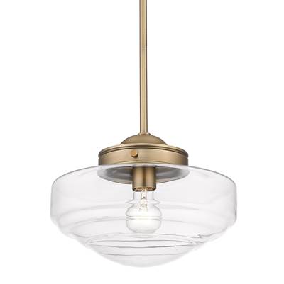 Golden Lighting Ingalls 1-Light 12" Pendant in Modern Brass and Clear Glass