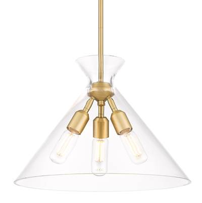 Golden Lighting Malta 3-Light Pendant in Brushed Champagne Brass