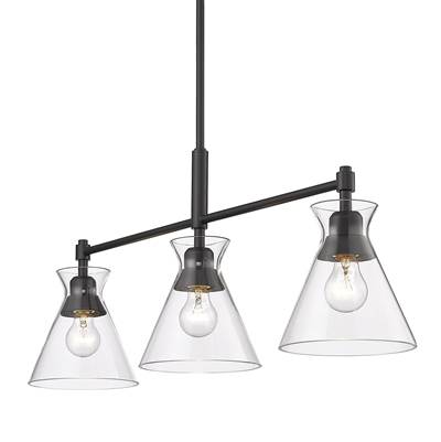 Golden Lighting Malta 3-Light Island Pendant in Matte Black