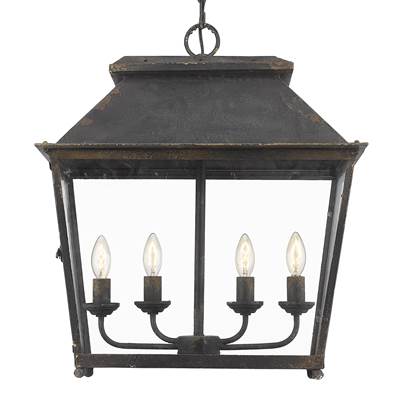 Golden Lighting Abingdon 4-Light Pendant in Antique Black Iron
