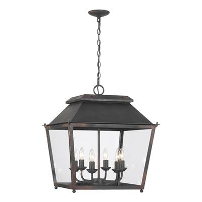 Golden Lighting Abingdon 6-Light Pendant in Antique Black Iron