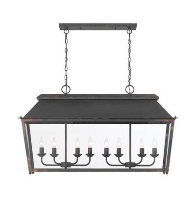 Golden Lighting Abingdon 8-Light Island Pendant in Antique Black Iron