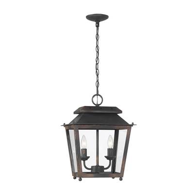 Golden Lighting Abingdon 2-Light Pendant in Antique Black Iron