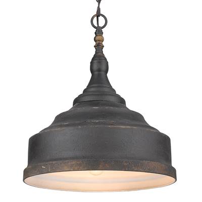 Golden Lighting Keating 3-Light Pendant in Antique Black Iron