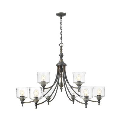 Golden Lighting Keating 9-Light Chandelier in Antique Black Iron