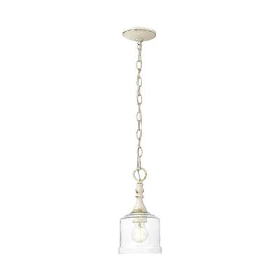 Golden Lighting Keating 1-Light Pendant in Antique Black Iron and Hammered Water Glass