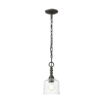 Golden Lighting Keating 1-Light Pendant in Antique Ivory and Hammered Water Glass