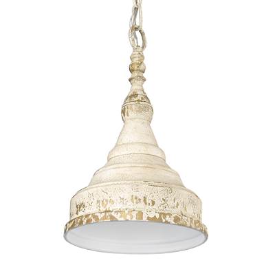 Golden Lighting Keating 1-Light Pendant in Antique Ivory and Antique Ivory Shade