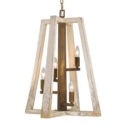 Golden Lighting Wry Lighting Pilar Pendant - 4-Light in Burnished Chestnut