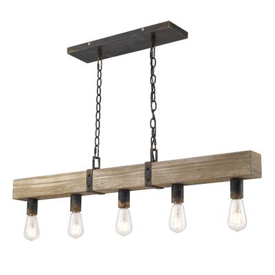 Golden Lighting Garrett 5-Light Island Pendant in Antique Black Iron