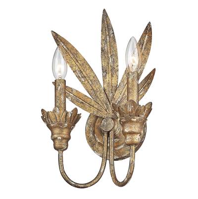 Golden Lighting Lillianne 2-Light Wall Sconce in Heirloom Gold