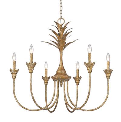 Golden Lighting Lillianne 6-Light Chandelier in Heirloom Gold