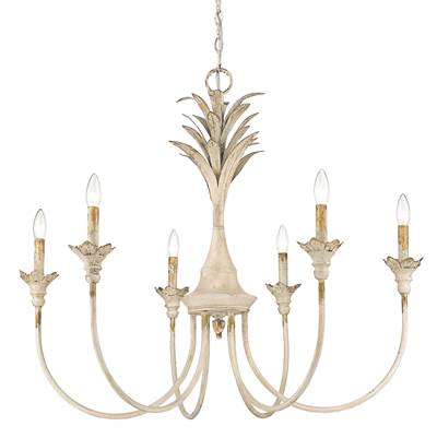Golden Lighting Lillianne 6-Light Chandelier in Antique Ivory