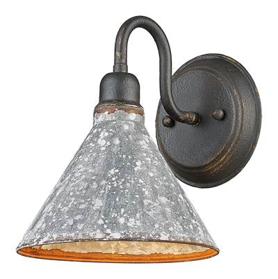 Golden Lighting Jasper 1-Light Wall Sconce in Antique Black Iron
