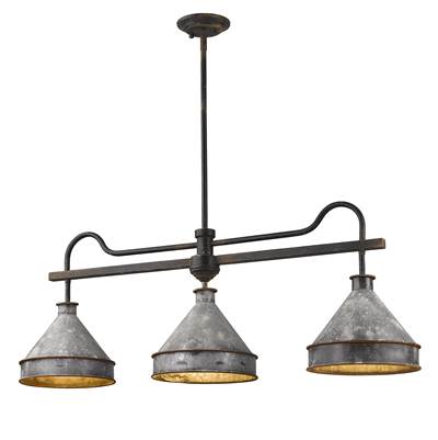 Golden Lighting Jasper 3-Light Island Pendant in Antique Black Iron