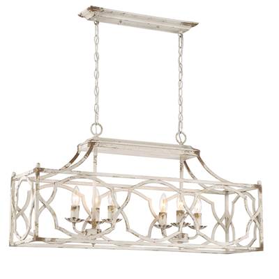 Golden Lighting Laurent 6-Light Island Pendant in Antique Ivory