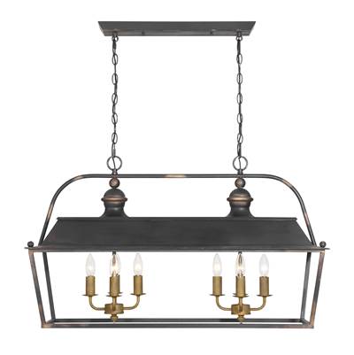 Golden Lighting Christoff 8-Light Island Pendant in Antique Black Iron