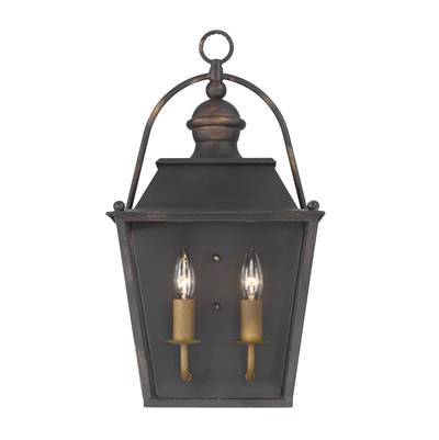 Golden Lighting Christoff 2-Light Wall Sconce in Antique Black Iron