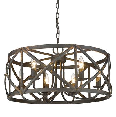 Golden Lighting Alcott 6-Light Chandelier in Antique Black Iron