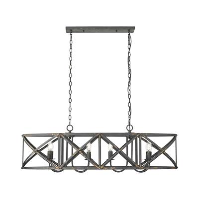 Golden Lighting Alcott 8-Light Island Pendant in Antique Black Iron