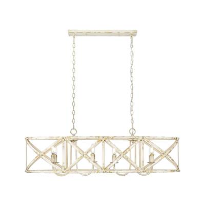 Golden Lighting Alcott 8-Light Island Pendant in Antique Ivory