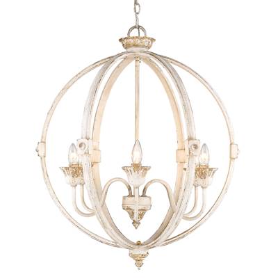 Golden Lighting Jules 6-Light Chandelier in Antique Ivory
