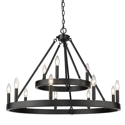 Golden Lighting Alastair 12-Light Chandelier in Matte Black