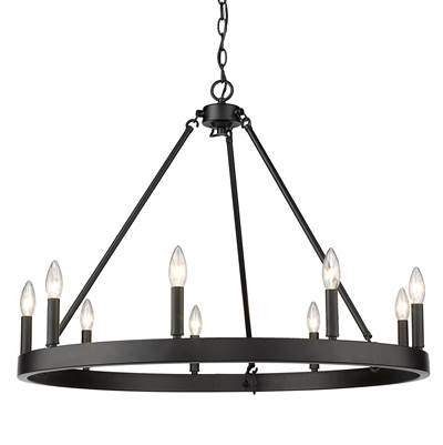 Golden Lighting Alastair 9-Light Chandelier in Matte Black