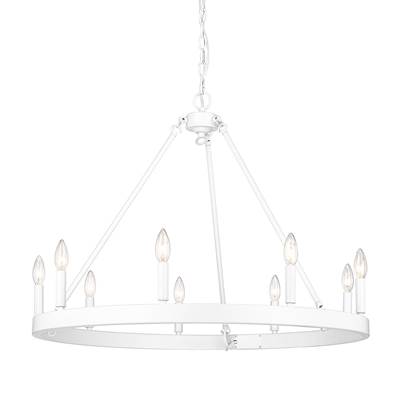 Golden Lighting Alastair 9-Light Chandelier in Matte White