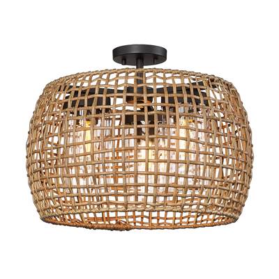 Golden Lighting Piper 3 Light Outdoor Ceiling Fixture in Natural Black