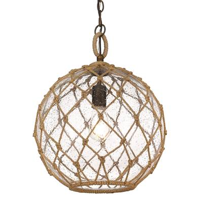 Golden Lighting Wry Lighting Haddoc 1-Light Pendant in Burnished Chestnut