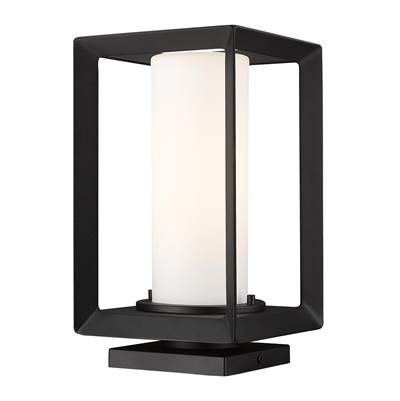 Golden Lighting Smyth 1-Light Outdoor Pier Mount - Opal Glass in Natural Black