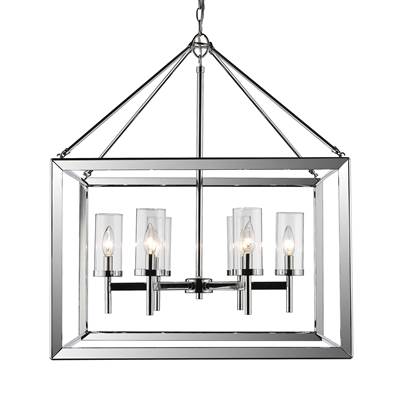 Golden Lighting Smyth 6-Light Cage Chandelier in Chrome