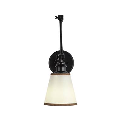 Golden Lighting Equinox 1-Light Swing Arm Wall Lamp - Brown Trim Shade in Matte Black
