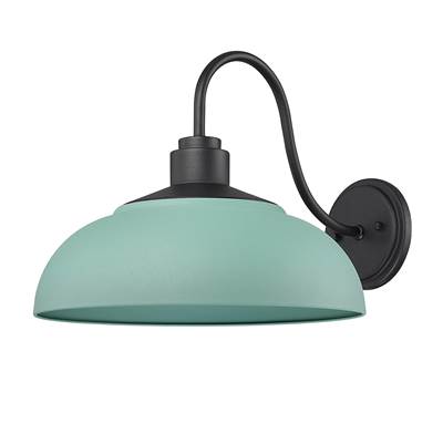 Golden Lighting Levitt 1-Light Outdoor Wall Lantern in Natural Black and Natural Teal