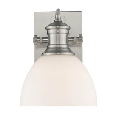 Golden Lighting Hines 1-Light Vanity - Opal Glass in Pewter