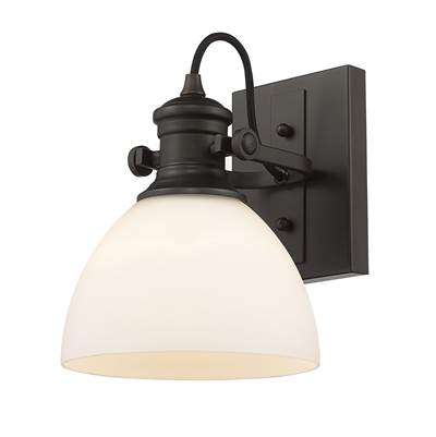 Golden Lighting Hines 1-Light Vanity - Opal Glass in Rubbed Bronze