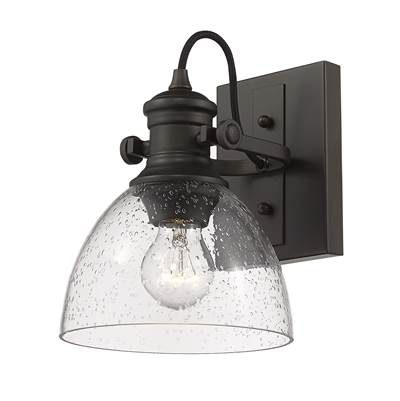 Golden Lighting Hines 1-Light Vanity - Seeded Glass in Rubbed Bronze