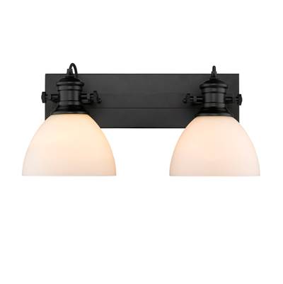 Golden Lighting Hines Two-Light Vanity - Opal Glass in Matte Black