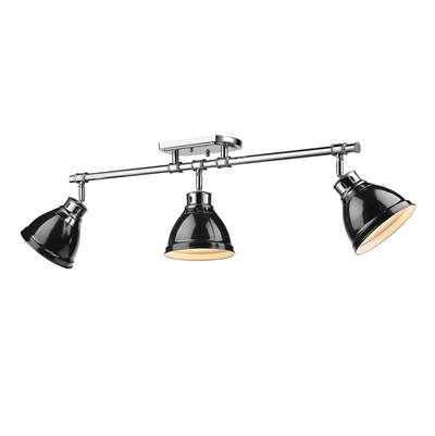 Golden Lighting Yep Duncan 3-light Semi-Flush Mount in Chrome and Black Shade